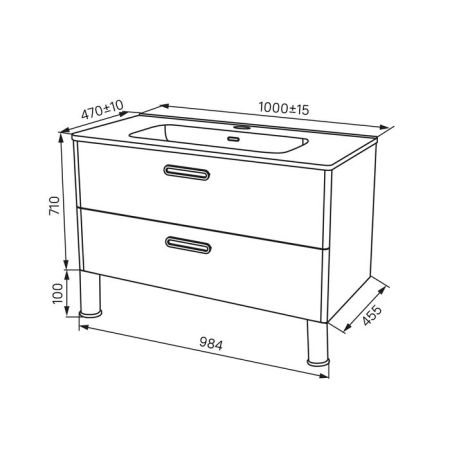 Тумба с раковиной Iddis  Brick белая,  100 см (BRI10WFi95K), артикул BRI10WFi95K
