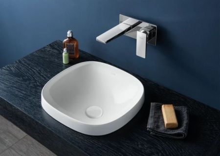 Раковина, Vitra, Frame, ширина, мм-410, глубина, мм-390, высота, мм-150, тип установки-встраиваемый, отверстия для смесителя-отсутствуют, без перелива, материал-керамика, вид грязеотталкивающего покрытия-VitrA Clean, цвет-белый