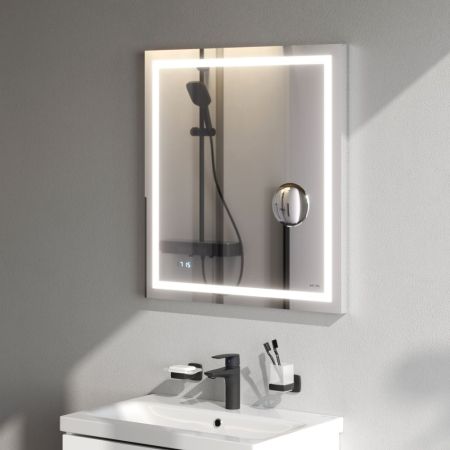 M91AMOX0653WG Универсальное зеркало с контурной Led-подсветкой, часами и косметическим зеркалом 65, артикул M91AMOX0653WG