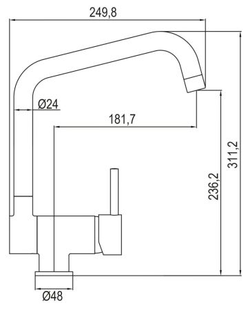 AQG TILE, смеситель для кухни с закругленным поворотным опускающимся  изливом, цвет хром, артикул 05TILE550CR