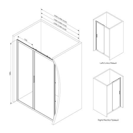 W90G-120-1-195BG Gem Solo Дверь душевая 120х195, стекло тонированное, профиль черный матовый W90G-120-1-195BG Gem Solo Дверь душевая 120х195, стекло тонированное, профиль черный матовый