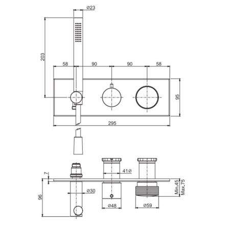 Fima Carlo Frattini Texture Collection Смеситель для душа, встраиваемый, с переключателем на 2 выхода, с ручным душем, цвет: хром, артикул F5619WX2XCR