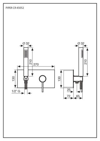 Emmevi Piper, встраиваемый в стену однорычажный смеситель для душа на панели, цвет хром, артикул 45052/CR