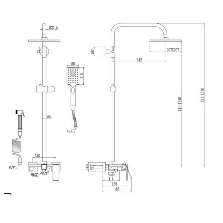 Душевая система с биде Savol S-600708D, хром, артикул S-600708D