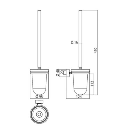 EMCO Rondo2 Туалетный ершик, глубокий матовое стекло, цвет хром, артикул 4515 001 01
