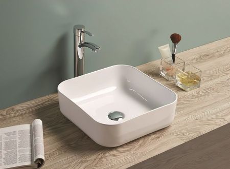 Раковина керамическая накладная AM-78110, цвет белый, 385х385х135, артикул AM-78110