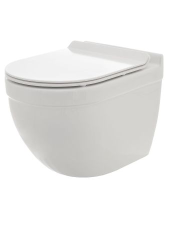 AQM2006 Унитаз подвесной с сиденьем SoftClose, технология смыва Rimless, скрытый крепеж. 520х360х410, артикул AQM2006