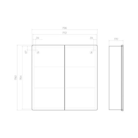 Зеркальный шкаф VIGO Geometry 118, 80 см, артикул 118