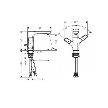 AX Urquiola Смеситель для раковины 120, цвет сталь, артикул 11024800