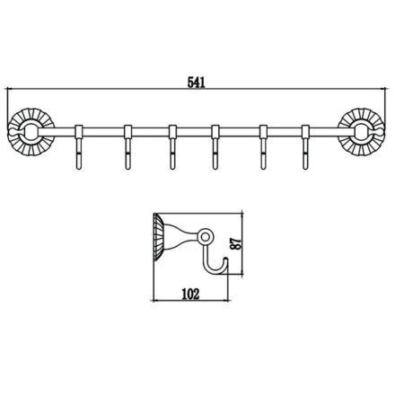 Планка с крючками Savol S-08976C, бронза, артикул S-08976C