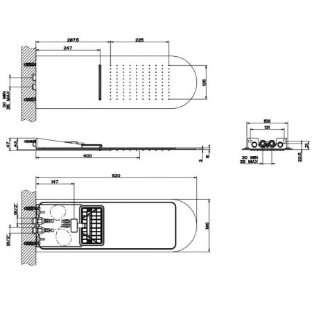GESSI Tremillimetri Многофункциональная система с подачей дождь/каскад TONDO 200 для 2-хпозиционного переключателя  в цвет: Black Metal Brushed PVD, артикул 33053#707