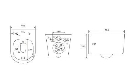 ELMO RIMLESS TORNADO Безободковый подвесной унитаз EWC700-129B, артикул EWC700-129W