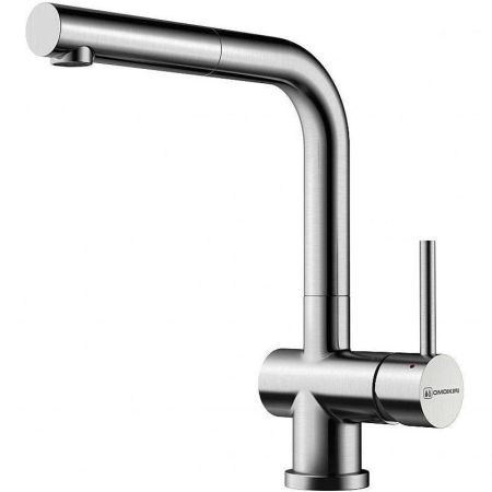 Смеситель для кухни, OMOIKIRI, Koriyama-S, тип открывания воды-однорычажный, тип регулирования воды-керамический картридж, монтаж-на раковину/столешницу, отверстия для монтажа-1, высота, мм-290, вынос излива, мм-220, тип излива-выдвижной, поворотный, вытя