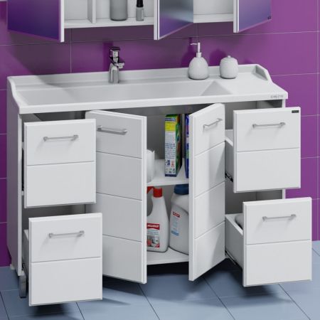 Тумба для умыв. "Омега-120" 4 ящ. напол. (Ум. Сириус 120 литой мрамор), артикул 207043