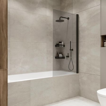 Шторка на ванну распашная Terminus Ното 150х70 тонированная, черный, артикул 2CW150х70BT