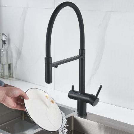 Смеситель для кухни с подключением фильтра Shevanik S178H, черный