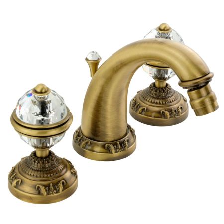 CRISTALIA Смеситель для биде, на 3 отв., ручки CRYSTAL, бронза, артикул 18579
