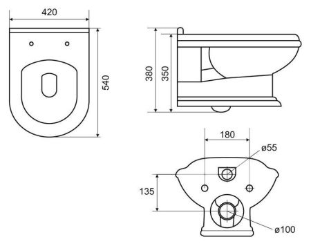 Унитаз подвесной CEZARES KING PALACE, артикул CZR-6045-SC