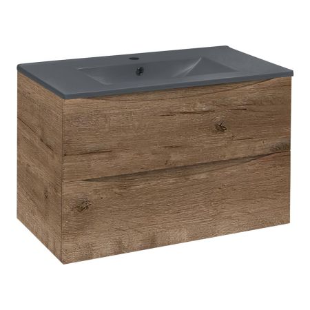 База под керамическую раковину Mia 750 подвесная, 2 выкатных ящика soft close, V.Oak