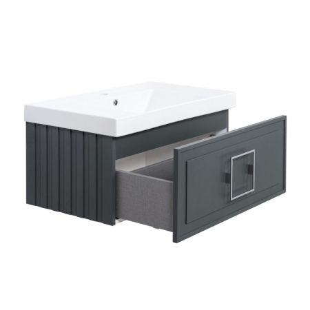 Тумба под раковину подвесная La Fenice Cubo FNC-01-CUB-G-80, серо-зеленая, артикул FNC-01-CUB-G-80