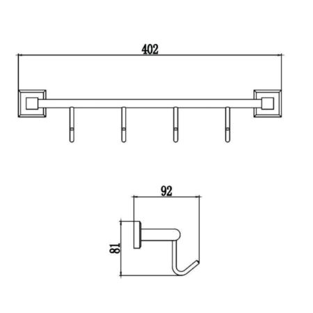 Планка с крючками Savol S-009574, хром, артикул S-009574