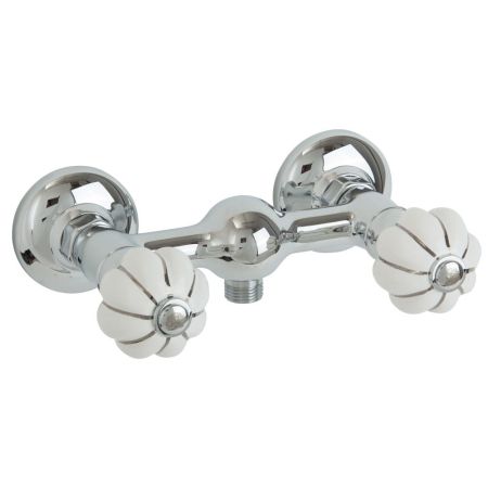 OLIVIA Смеситель для душа внешний, выход М1/2", бел. с декором платина/хром, артикул 19014