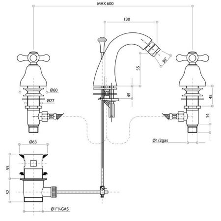 Bongio Axel Смеситель для биде, цвет хром, артикул 15503CR00