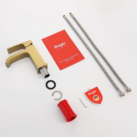 Смеситель для раковины Raglo R02.10.03, золотой сатин, артикул R02.10.03