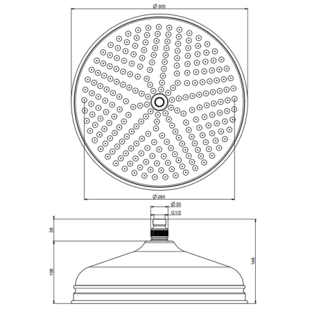 FIMA|Carlo Frattini Wellness Верхний душ из латуни Ø 300 мм., цвет бронза, артикул F2371/2BR