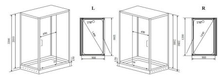 Душевая кабина Timo Puro 120x90 R H-510R с гидромассажем, артикул H-510R