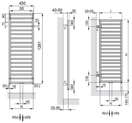 Водяной полотенцесушитель Zehnder Subway Inox SUBI-130-045 Нержавеющая сталь