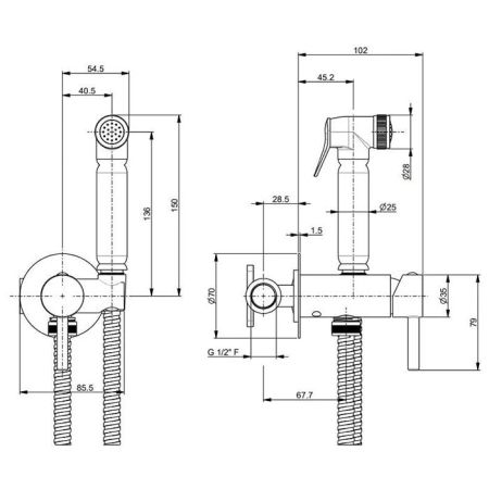 Смеситель с гигиеническим душем NOTA  встроенного монтажа, хром, артикул 27405KM.21.018