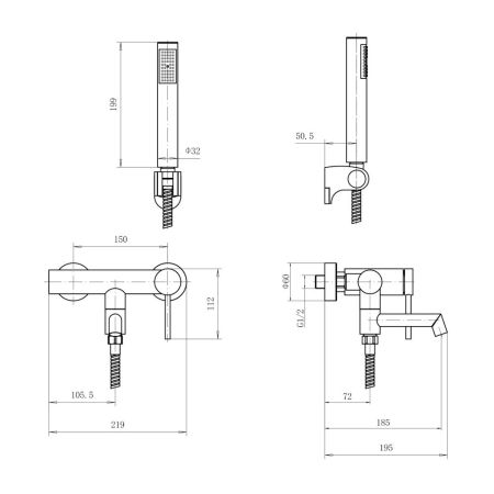 Смеситель для ванны FASHUN A53033, сатин