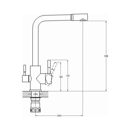 Смеситель для кухни с подключением фильтра G.Lauf ZAP18-A090, нержавеющая сталь