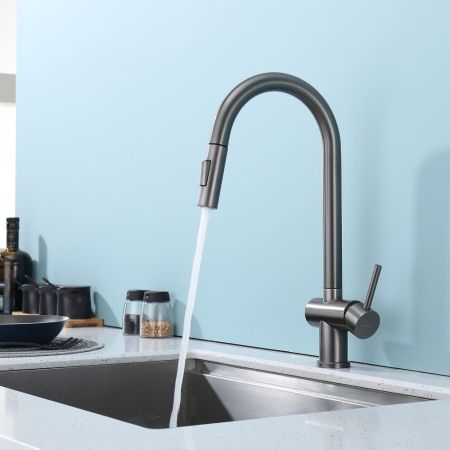 Смеситель для кухни с выдвижным изливом Splenka S204.49.09, графит