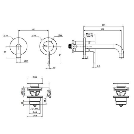 Fima Carlo Frattini Snap Cмеситель для раковины, встраиваемый, цвет: хром