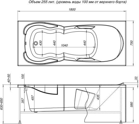 Акриловая ванна Aquanet Viola NEW 180x75, артикул 00242744