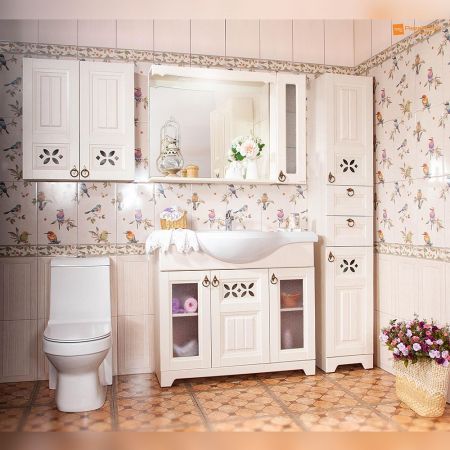 Зеркало со шкафчиком Бриклаер КАНТРИ 105S, бежевый дуб прованс, артикул КАНТРИ 105S