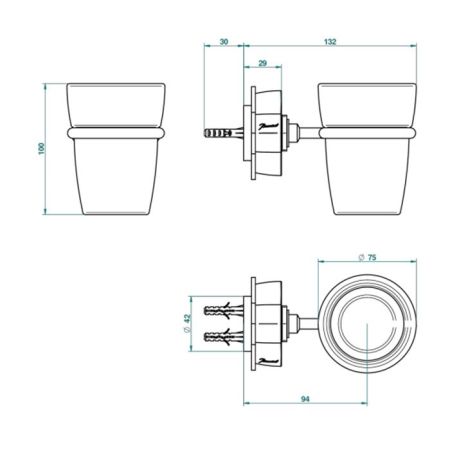 THG PETALE DE CRISTAL NOIR Стакан стеклянный, подвесной, цвет полированное золото, артикул U6D-F01-536