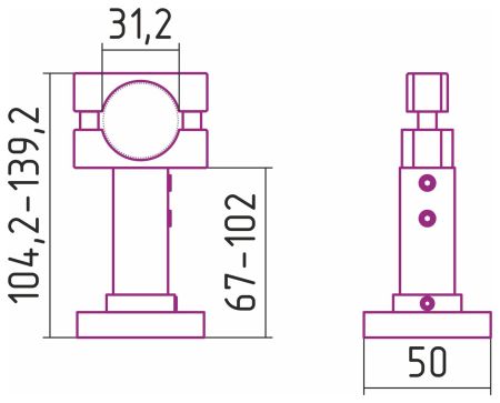 Кронштейн напольный с обхватом d 32 мм / L 104.2 мм / 2 шт (Золото), артикул 03-1514-2032