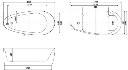 Акриловая ванна Allen Brau Priority 2 170x80 2.31002.21, артикул 2.31002.21