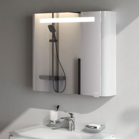 M30MCR0801WG Sensation, зеркало, зеркальный шкаф, правый,80 см, с подсветкой, белый, глянец, шт