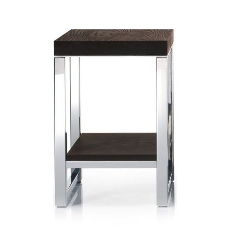 Decor Walther Wood HM Табурет 30x30x44см, цвет: сталь полированная / темный ясень, артикул 0926885