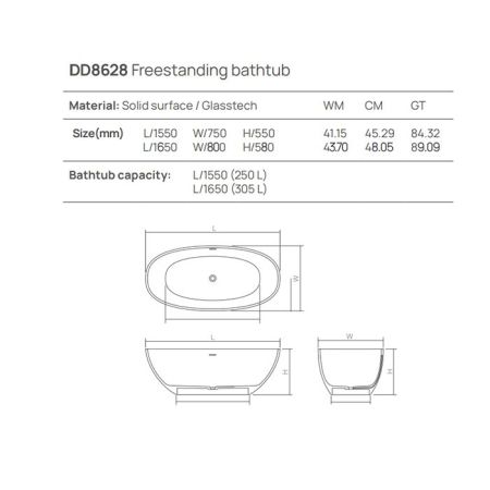 DEA DESIGN Nature Ванна 1650х800хh580 мм отдельностоящая, цвет classic green