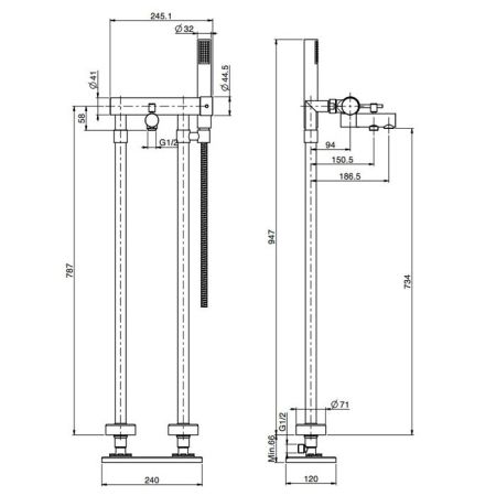 FIMA|Carlo Frattini Внутренняя часть напольного смесителя для ванны, артикул F2302