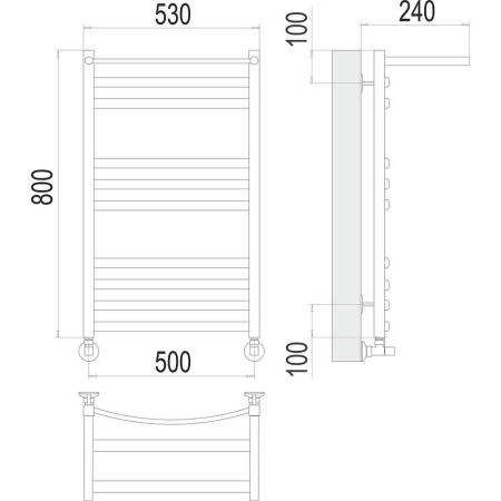 Полотенцесушитель водяной с полкой Terminus Енисей П10 50х80, артикул 4670078529565