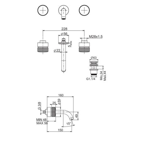Внутренняя часть, Fima Carlo Frattini, назначение-смеситель для раковины, артикул F2230