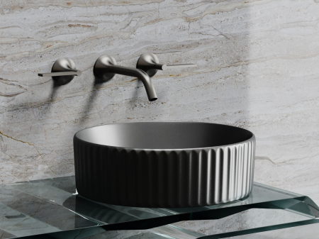 Умывальник чаша накладная круглая (цвет Темный Антрацит Матовый) Элемент (Element) 360x360x115мм, артикул CN6057MDH