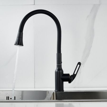 Смеситель для кухни с гибким изливом Raffine F303H-3, черный, артикул F303H-3