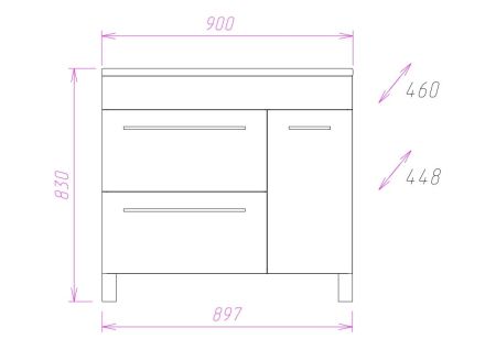 Тумба Onika Олимп 90 напольная, белая (ум. Оника 90), артикул 109015
